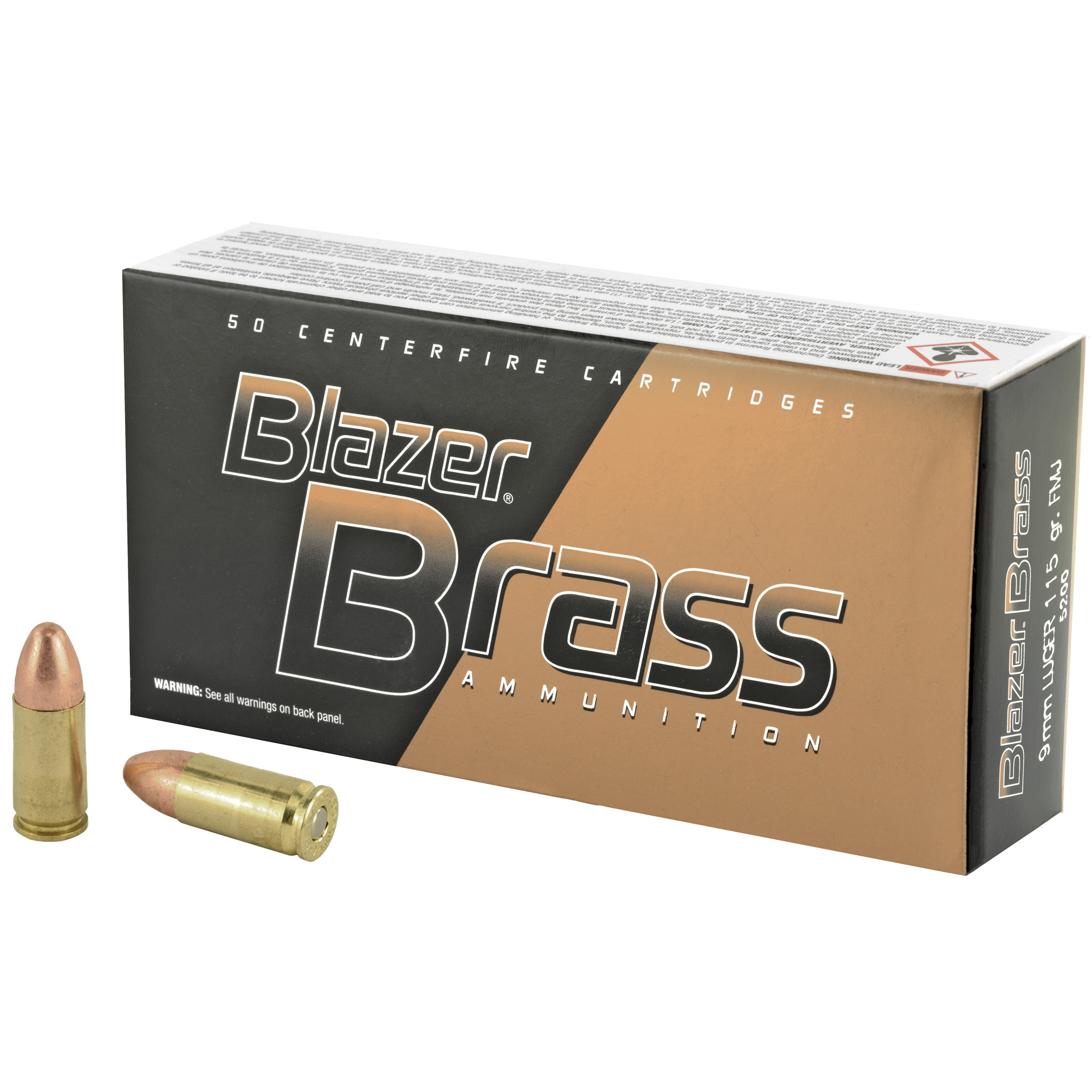 Blazer Brass 9MM 115 GR FMJ 50 Round Box Andrews Arms LLC